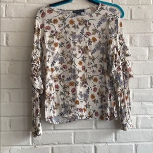 Sanctuary floral blouse with ruffle sleeve